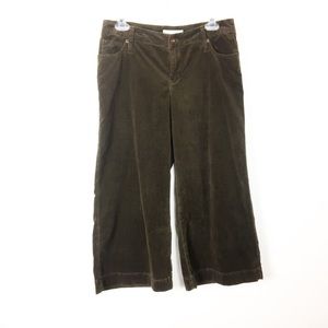 CABI Brown Olive Wide Leg Cropped Pants Size 6